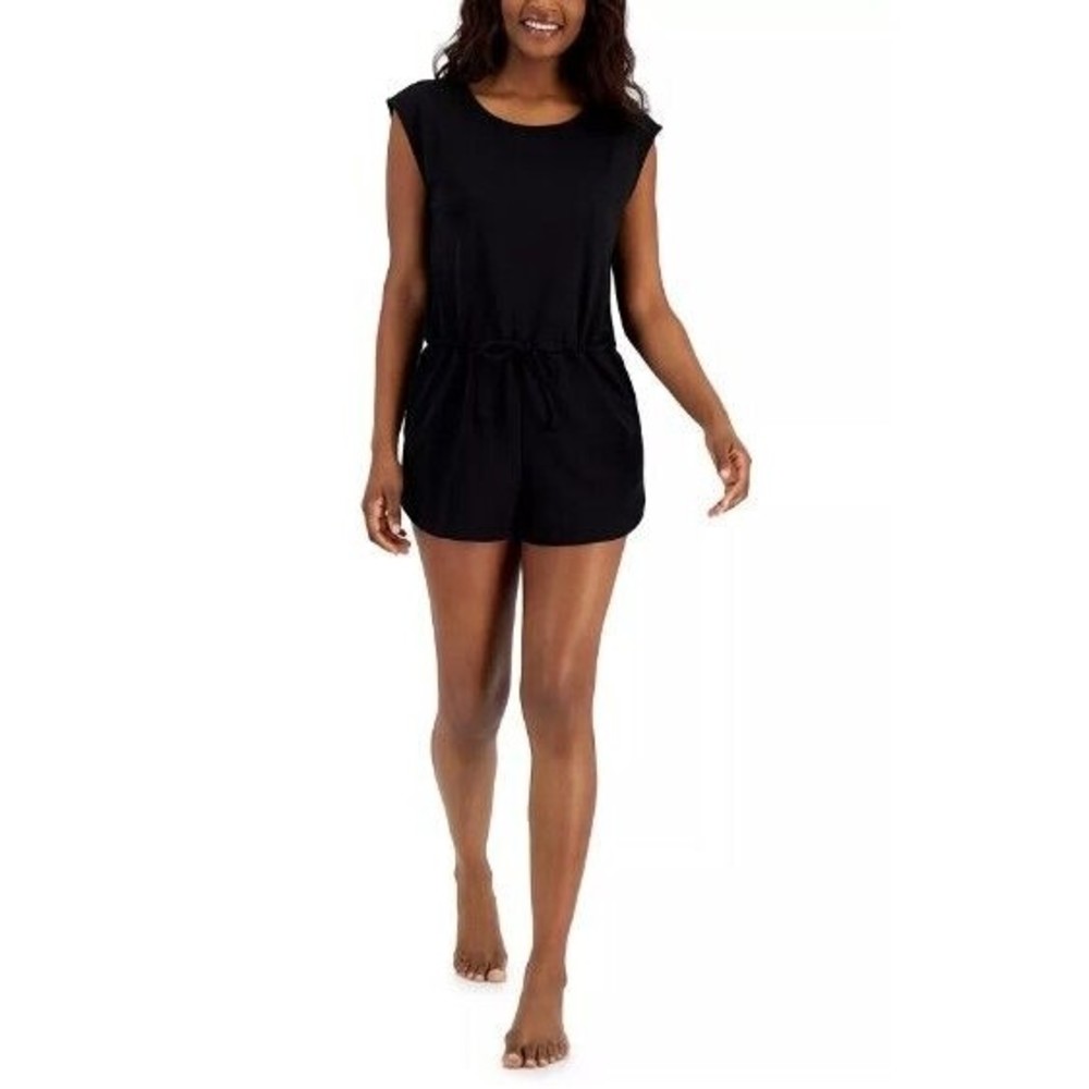 NWT Jenni Women's Sleeveless Lounge Romper, Color: Black Size: Medium